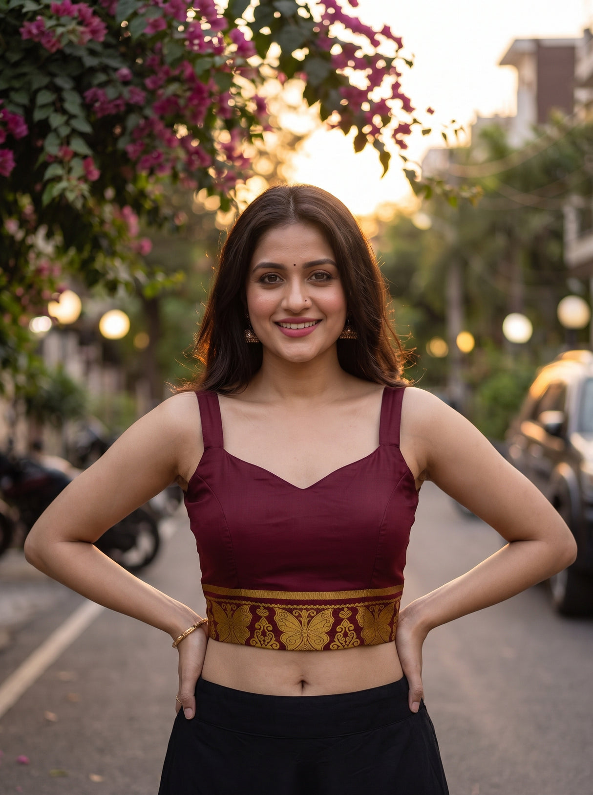 MIMOSA Chocolate Saree Saree — blouse close-up
