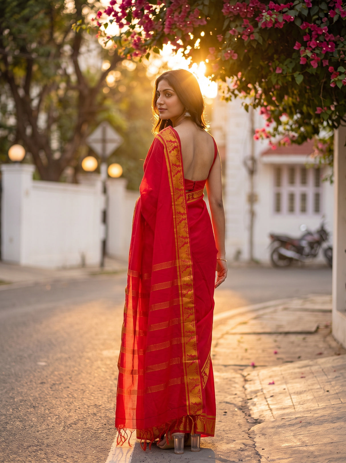 MIMOSA Strawberry Saree Saree — pose 2 styling detail
