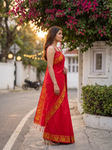 MIMOSA Strawberry Saree Saree — pose 3 styling detail