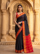 MIMOSA Black Saree Saree — front view on mannequin