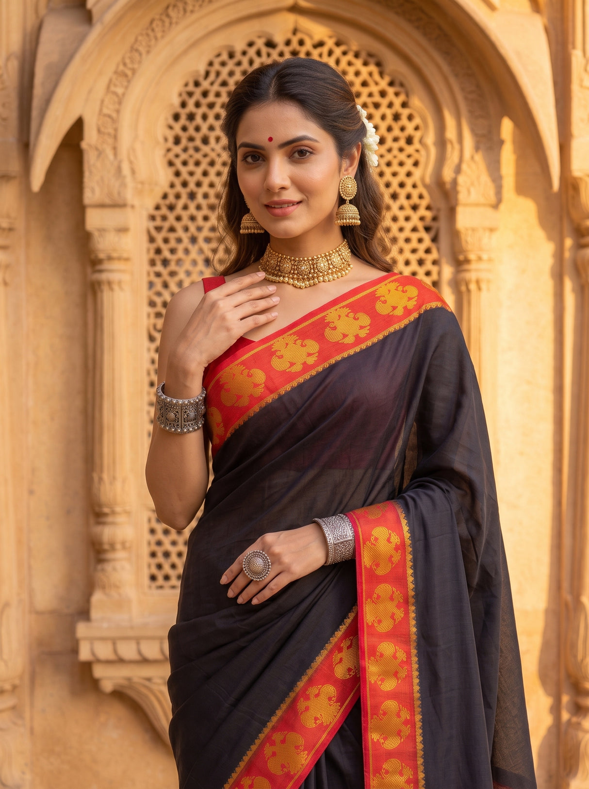 MIMOSA Black Saree Saree — pose 10 styling detail