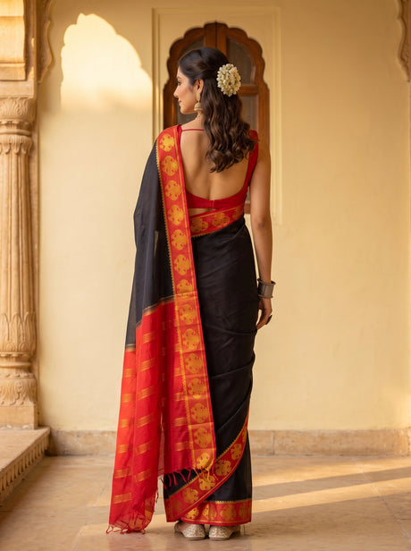 MIMOSA Black Saree Saree — pose 2 styling detail