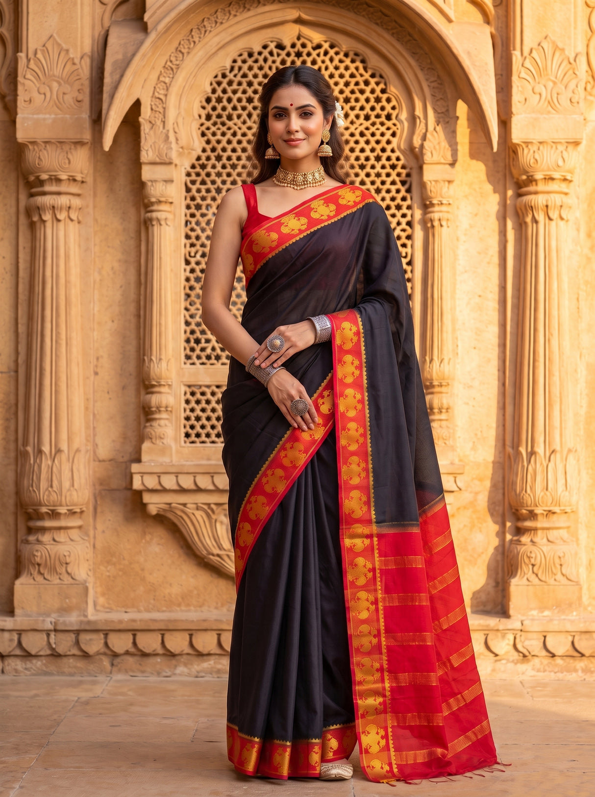 MIMOSA Black Saree Saree — pose 3 styling detail