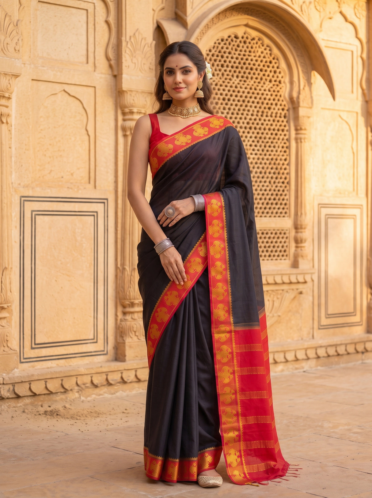 MIMOSA Black Saree Saree — pose 4 styling detail