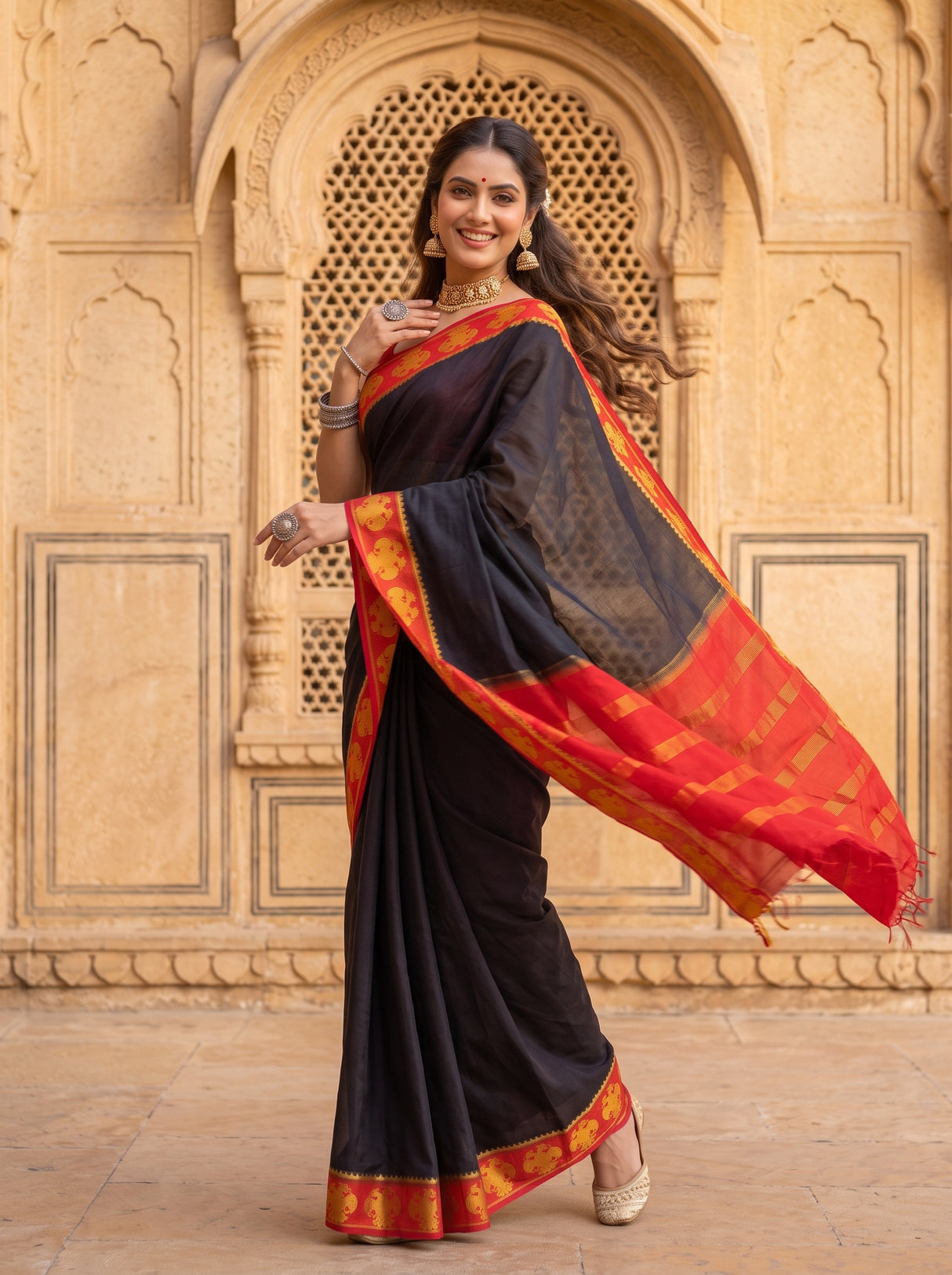 MIMOSA Black Saree Saree — pose 9 styling detail