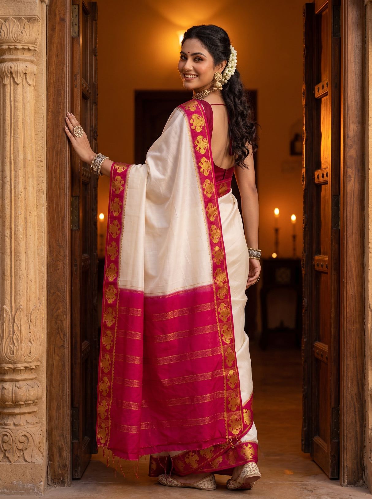MIMOSA Half White Saree Saree — pose 7 styling detail