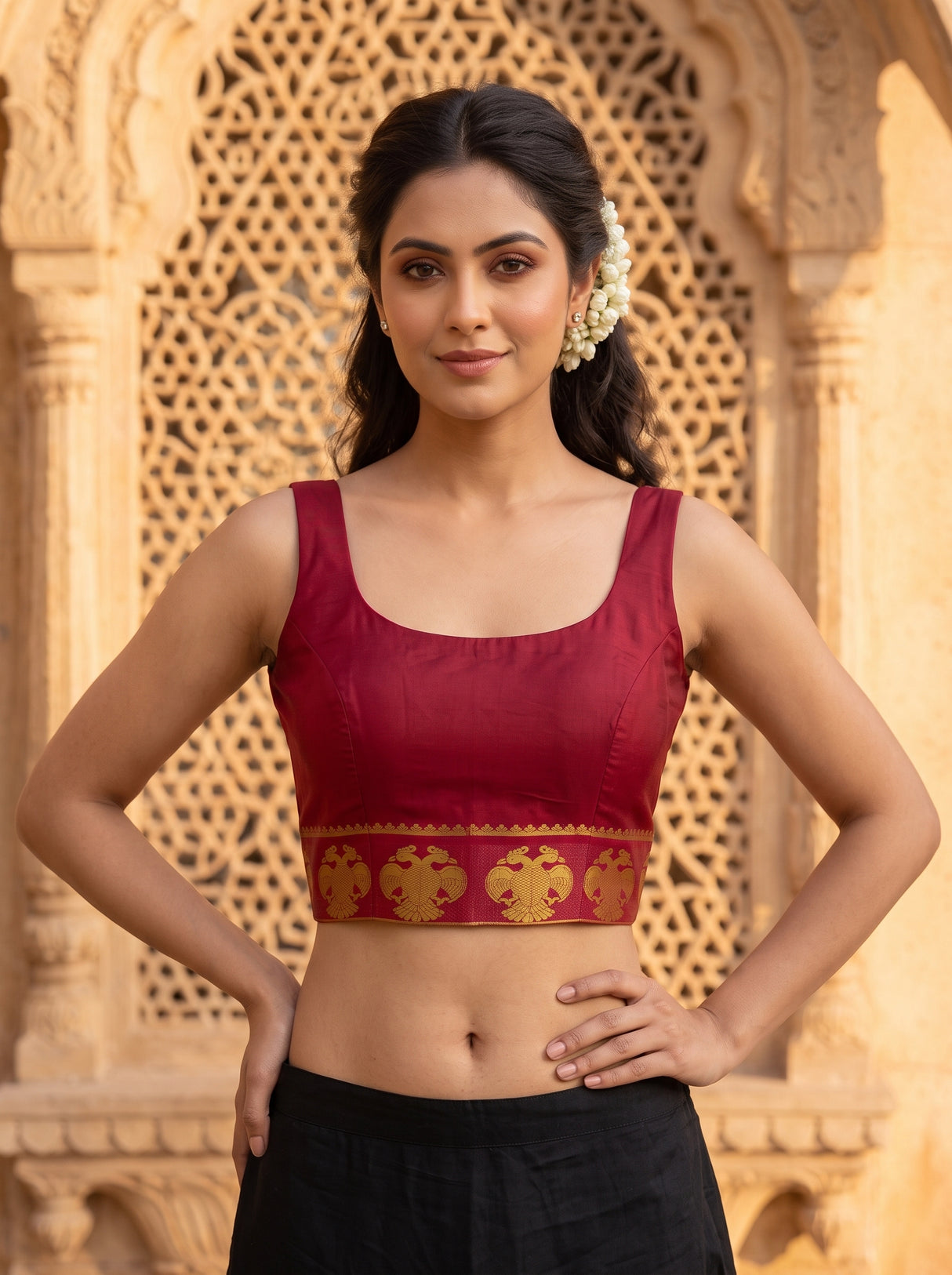 MIMOSA Half White Saree Saree — blouse close-up
