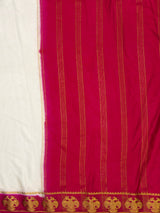 MIMOSA Half White Saree Saree — pallu and zari work detail