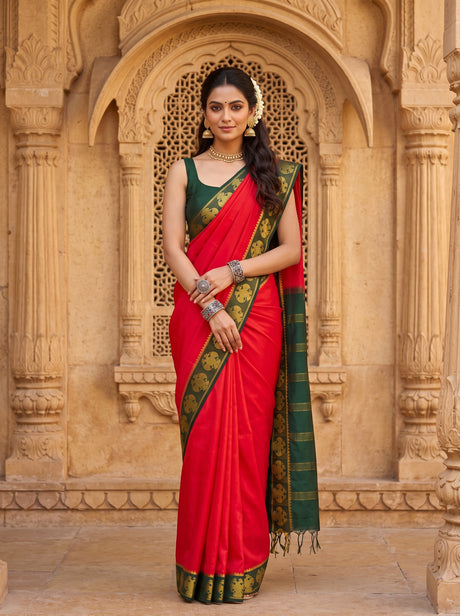 MIMOSA Strawberry Saree Saree — front view on mannequin