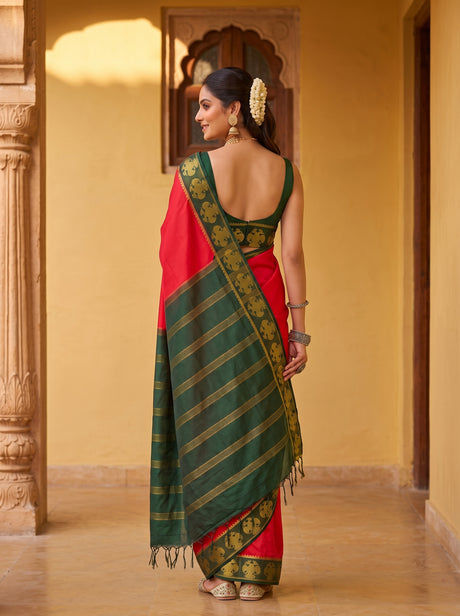 MIMOSA Strawberry Saree Saree — pose 2 styling detail