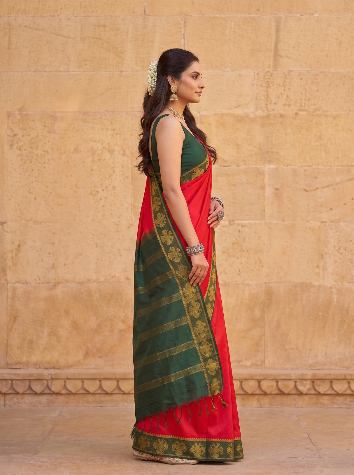 MIMOSA Strawberry Saree Saree — pose 3 styling detail