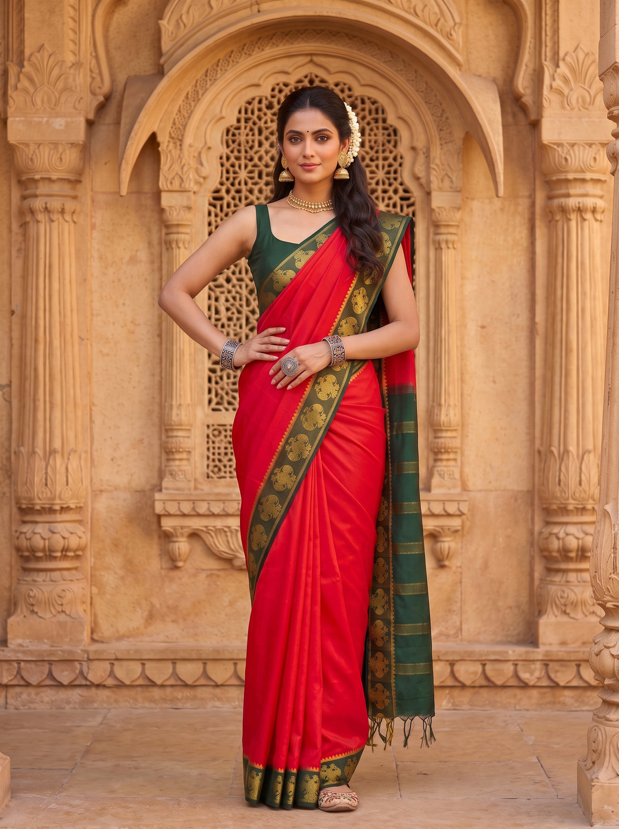 MIMOSA Strawberry Saree Saree — pose 4 styling detail