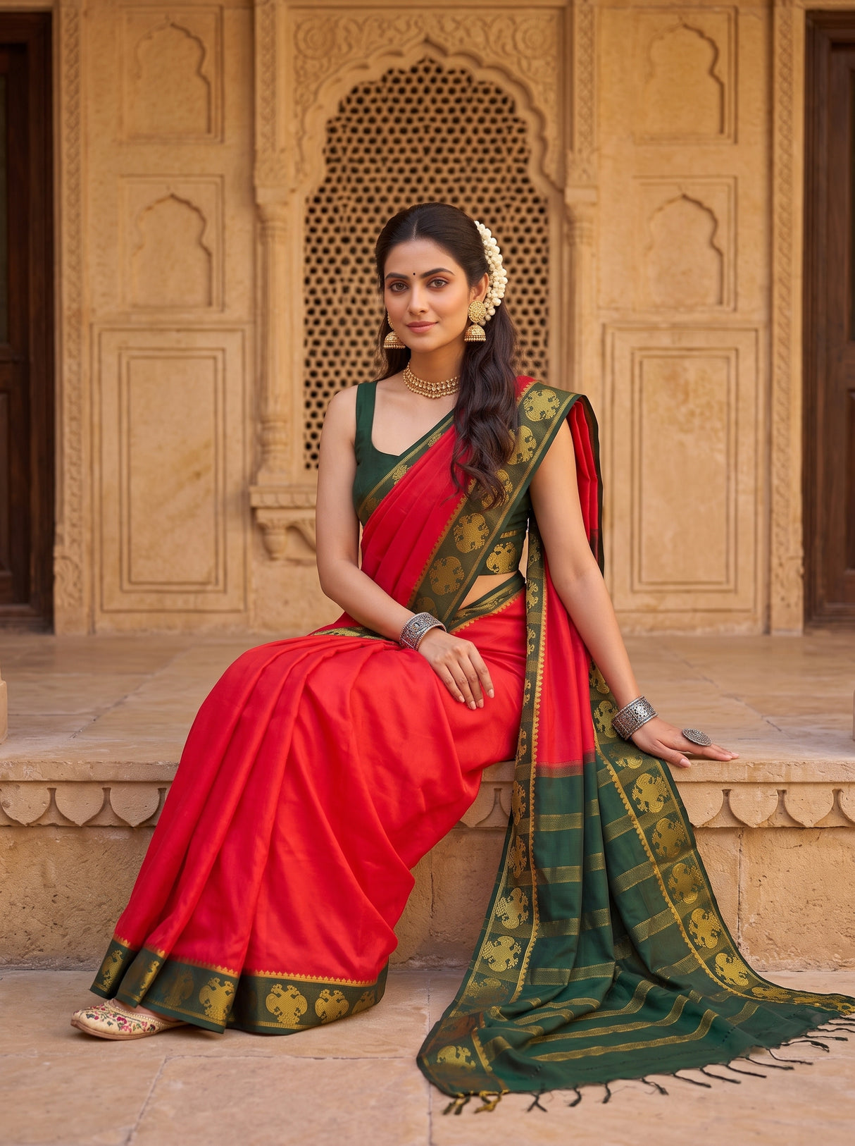 MIMOSA Strawberry Saree Saree — pose 8 styling detail