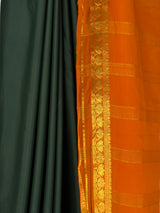 MIMOSA Bottle Green Mysore Silk Crepe Saree — fleets shot full lifestyle