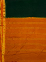 MIMOSA Bottle Green Mysore Silk Crepe Saree — pallu and zari work detail