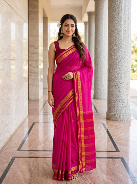 MIMOSA Gajari Mysore Silk Crepe Saree — AI Model lifestyle