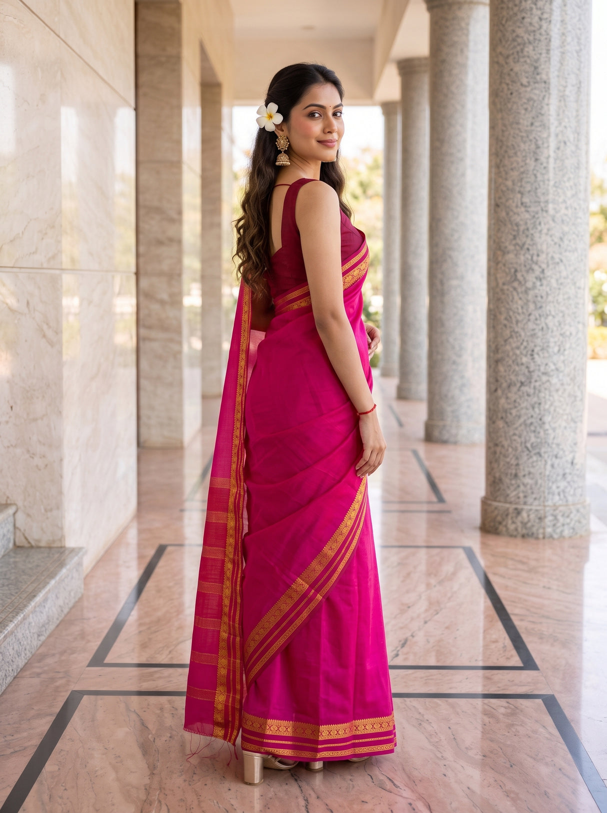 MIMOSA Gajari Mysore Silk Crepe Saree — pose 5 styling detail
