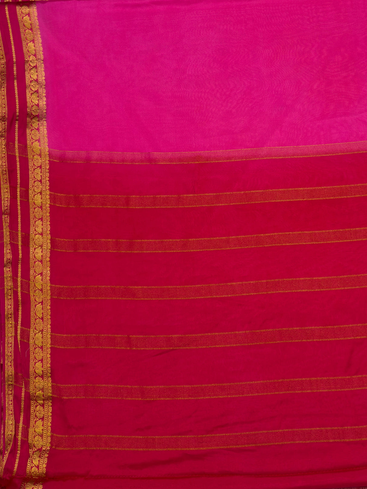 MIMOSA Gajari Mysore Silk Crepe Saree — pallu and zari work detail
