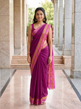 MIMOSA Magenta Mysore Silk Crepe Saree — AI Model lifestyle