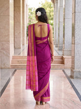 MIMOSA Magenta Mysore Silk Crepe Saree — Saree shot pallu body