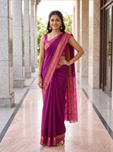 MIMOSA Magenta Mysore Silk Crepe Saree — pose 4 styling detail