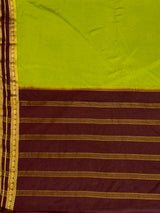 MIMOSA Olive Mysore Silk Crepe Saree — pallu and zari work detail