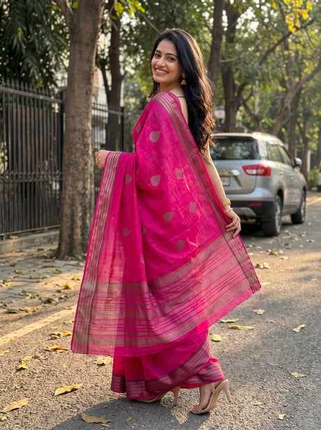MIMOSA Gajari Banarasi tusser Saree — full view