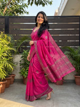 MIMOSA Gajari Banarasi tusser Saree — full drape detail