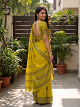 MIMOSA Lemon Banarasi tusser Saree — blouse detail