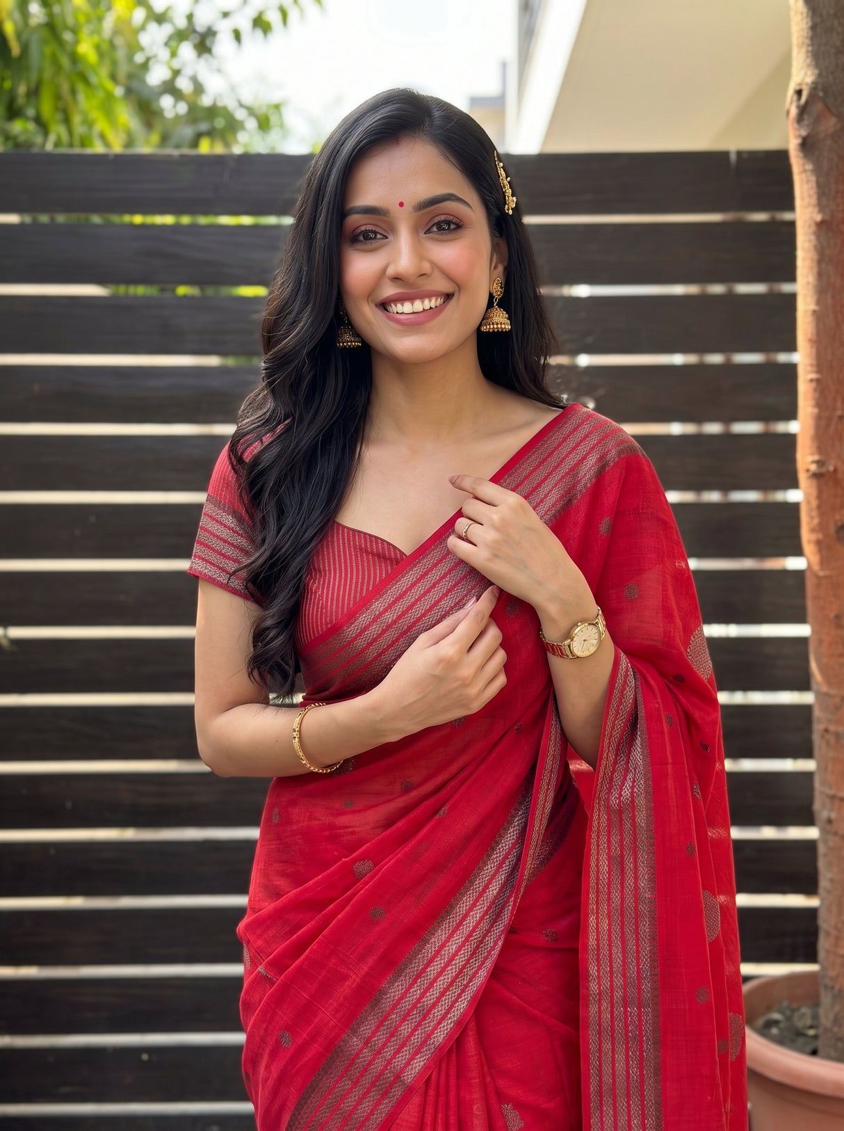 MIMOSA Strawberry Banarasi tusser Saree — blouse detail