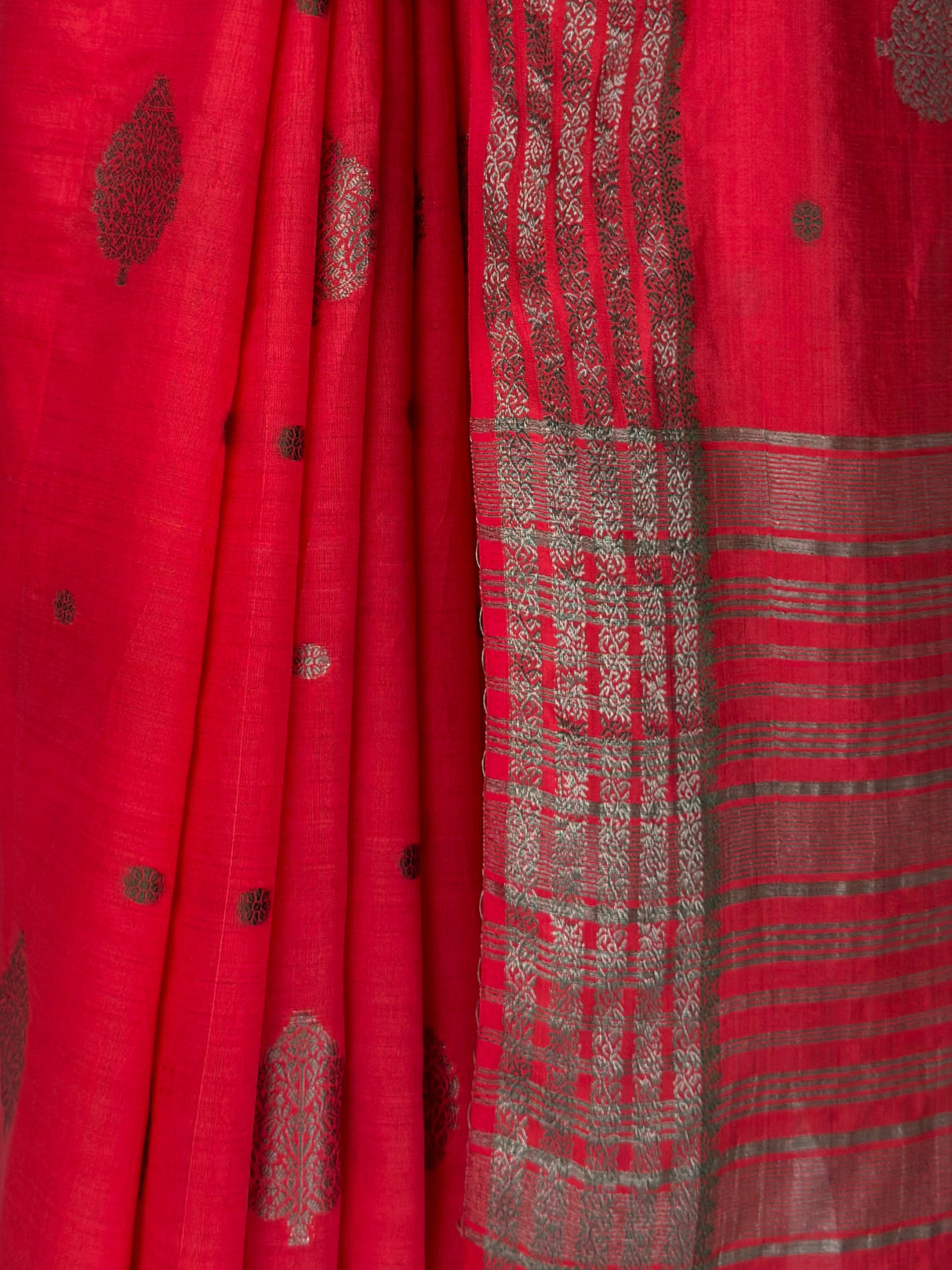MIMOSA Strawberry Banarasi tusser Saree — fleets shot full lifestyle