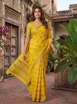 MIMOSA Lemon Banarasi tusser Saree — pose 6 styling detail