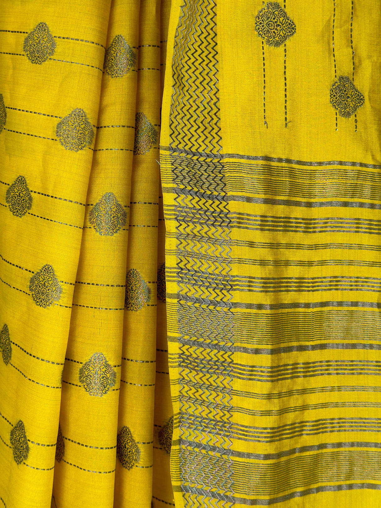 MIMOSA Lemon Banarasi tusser Saree — fleets shot full lifestyle