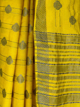 MIMOSA Lemon Banarasi tusser Saree — fleets shot full lifestyle