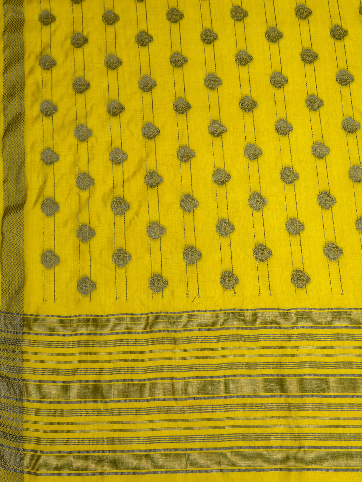 MIMOSA Lemon Banarasi tusser Saree — pallu and zari work detail
