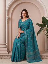 MIMOSA Sapphire Banarasi tusser Saree — pose 8 styling detail