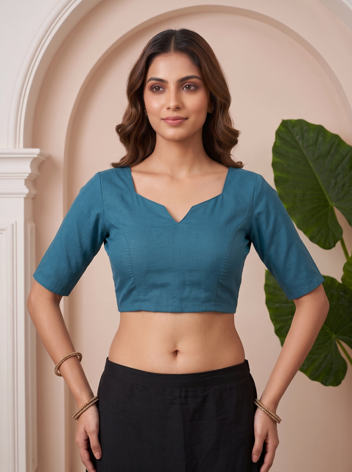 MIMOSA Sapphire Banarasi tusser Saree — blouse close-up