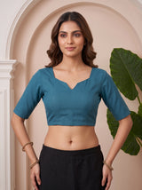 MIMOSA Sapphire Banarasi tusser Saree — blouse close-up