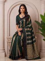 MIMOSA Bottle Green Saree Saree — pose 8 styling detail