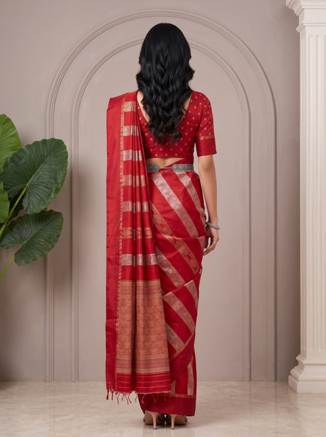 MIMOSA Red Saree Saree — pose 2 styling detail
