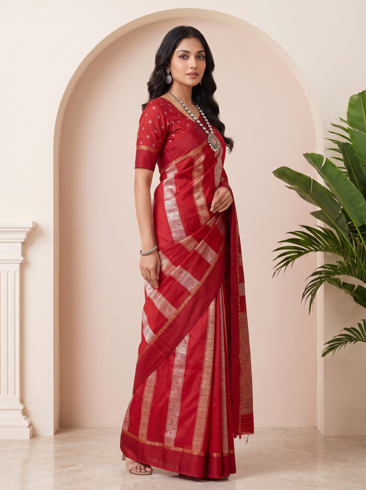 MIMOSA Red Saree Saree — pose 5 styling detail