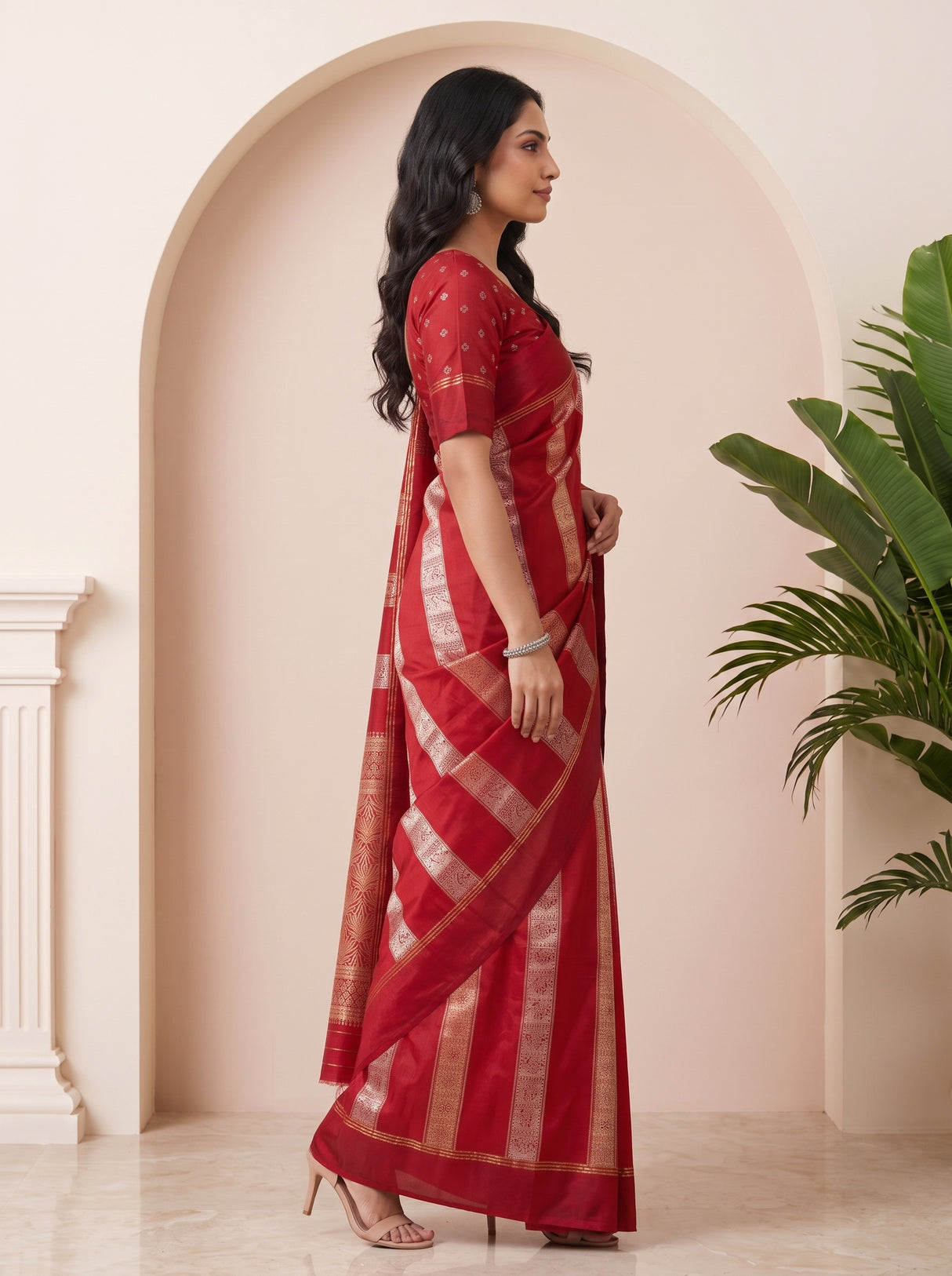 MIMOSA Red Saree Saree — pose 9 styling detail