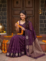 MIMOSA Jamun Manipuri Linen Saree — pose 8 styling detail