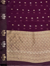 MIMOSA Jamun Manipuri Linen Saree — pallu and zari work detail