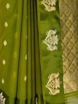 MIMOSA Olive Manipuri Linen Saree — fleets shot full lifestyle
