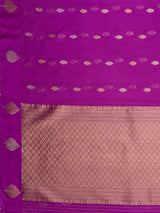 MIMOSA Magenta Manipuri Linen Saree — pallu and zari work detail
