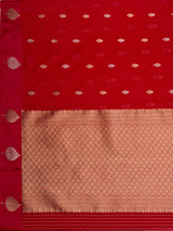 MIMOSA Red Manipuri Linen Saree — pallu and zari work detail