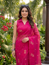 MIMOSA Rani Manipuri Linen Saree — pose 10 styling detail
