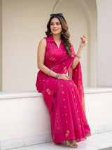 MIMOSA Rani Manipuri Linen Saree — pose 8 styling detail