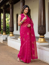 MIMOSA Rani Manipuri Linen Saree — pose 9 styling detail
